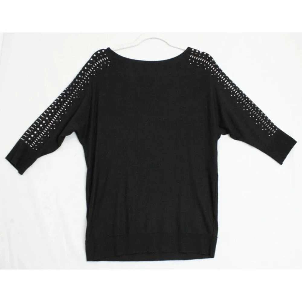 7th Avenue Top Women S Dolman Sleeves Silver Beads‎ Black Soft Sweater